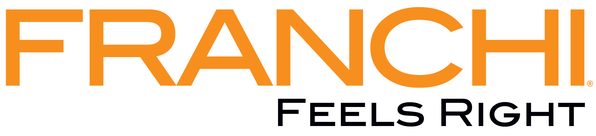 Franchi logo in orange with tagline Feels Right in black